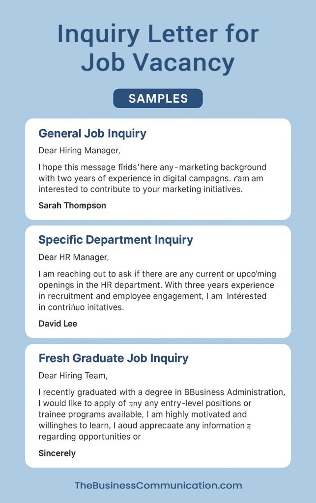 Inquiry Letter for Job Vacancy