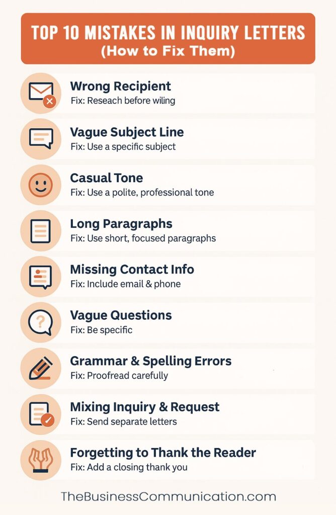 Mistakes in Inquiry Letters