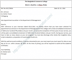 appointment letter