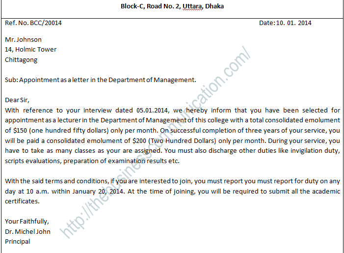 appointment letter