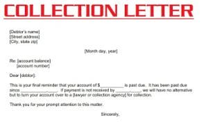 COLLECTION LETTER or Dunning Letter