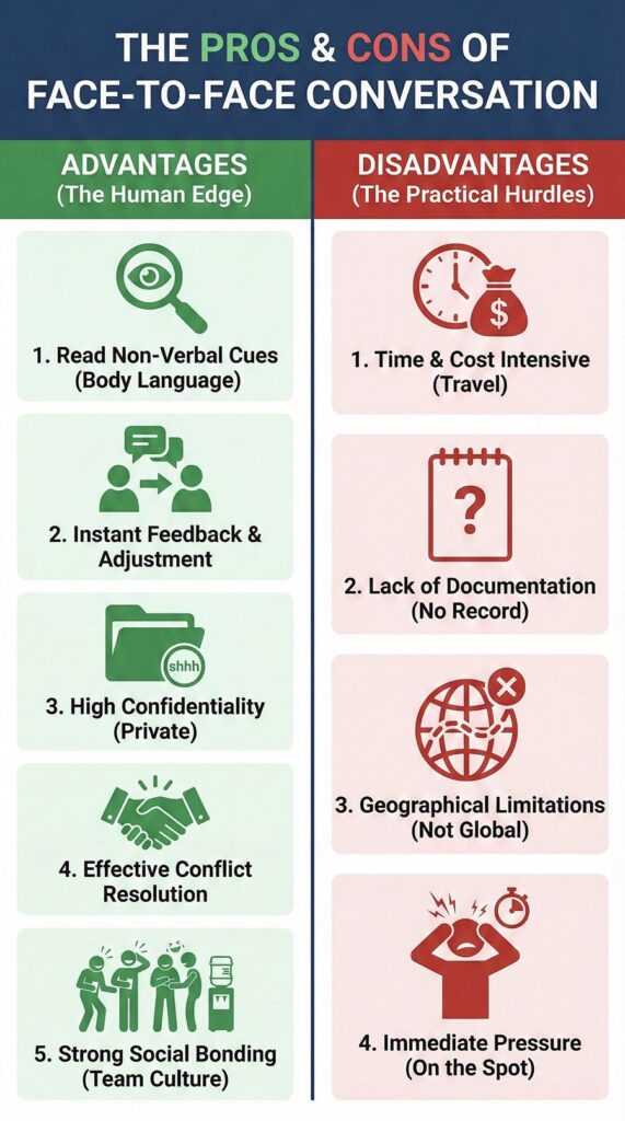 Face-to-Face Conversation: Meaning, Importance & Pros Cons 1 Face-to-Face Conversation Advantages Disadvantages
