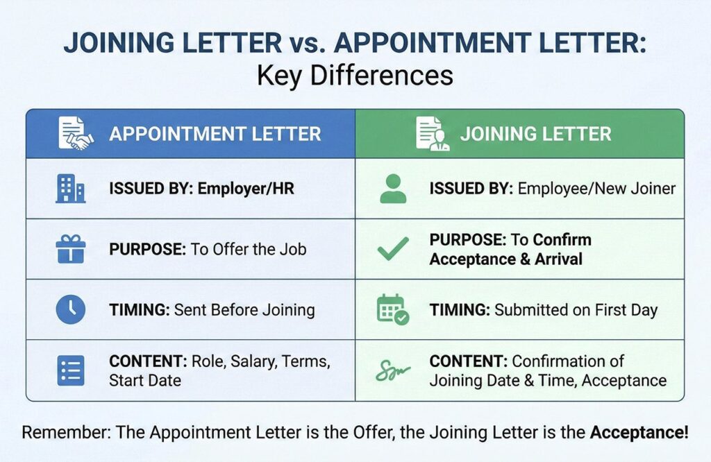 What is a Joining Letter? Format, Best Practices & 10 Free Templates 1 Joining Letter vs Appointment Letter