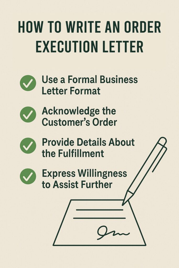 Order Execution Letter: Meaning, Format, Objectives, and Sample Specimen 1 HOW TO WRITE AN ORDER EXECUTION LETTER